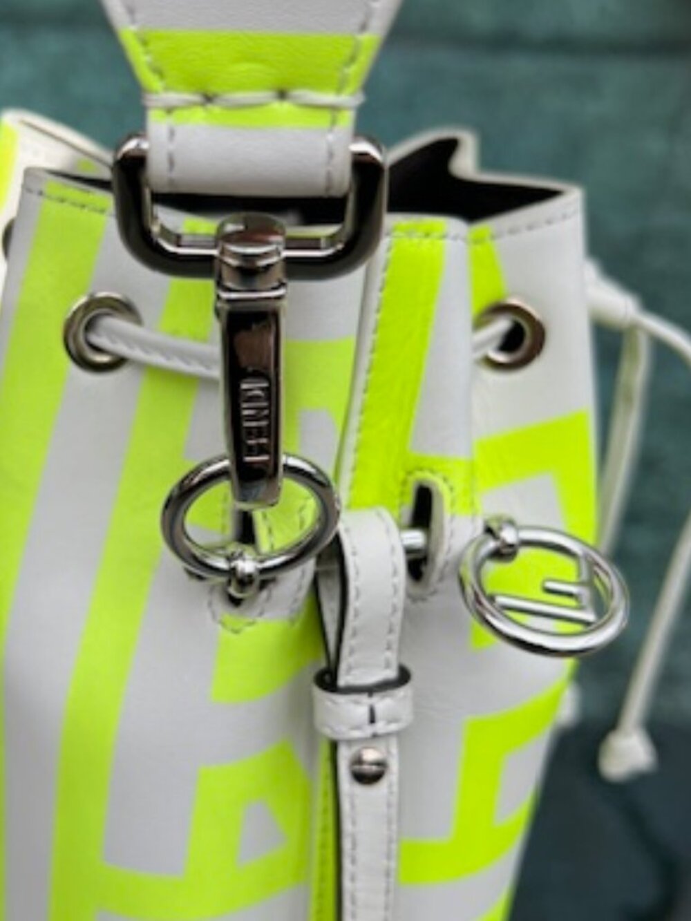 Fendi x Marc Jacobs Mon Tresor Mini Bucket Bag White Neon FF Leather Silver HW - Picture 13 of 14
